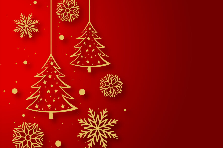 merry christmas greeting card with decorative items