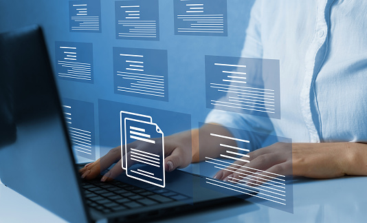 Online documentation database and document management system concept.Process automation to efficiently manage files