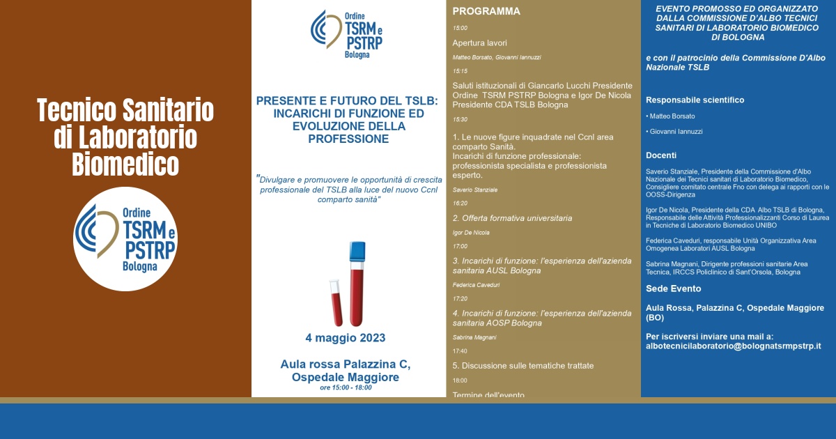 EVENTO CDA-TSLB, 4 MAGGIO 2023, Ospedale Maggiore