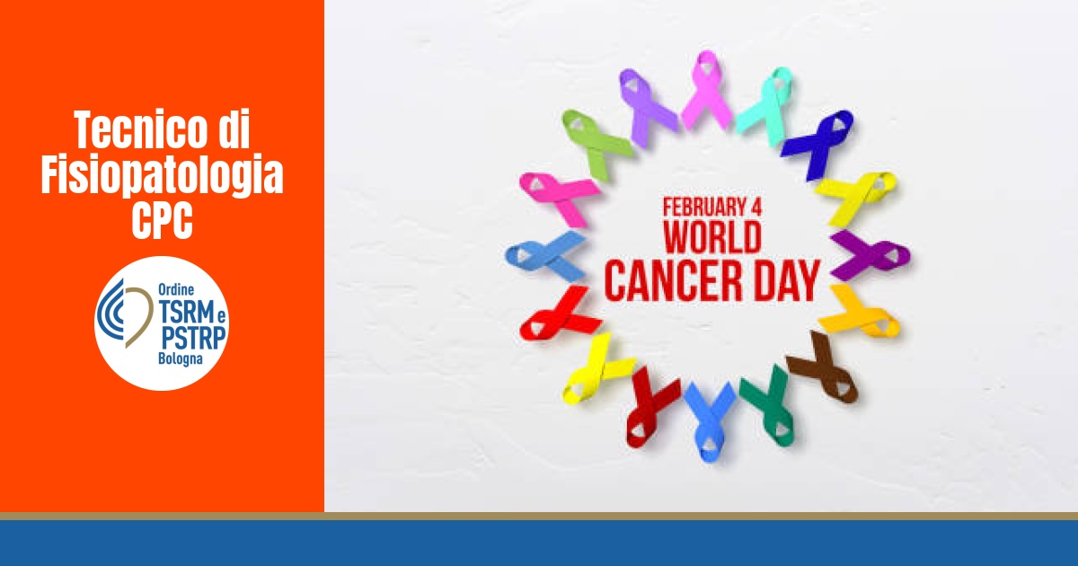 February 4 world cancer day text on Colorful cancer awareness ribbons in a circle on white background with large copy space.